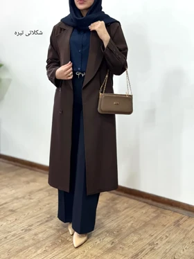 مانتو کتی بلند بزیاق با کمربند مهشید