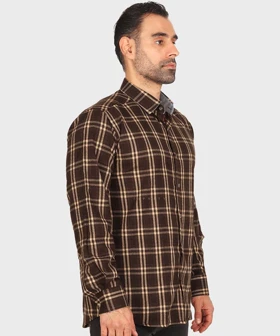 پیراهن مردانه پشمی چهارخانه و قهوه ای 0156