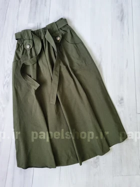 دامن جیب کراس دکمه‌ای کمربنددار