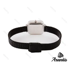 ساعت دنیل ولینگتون زنانه مربعی سیلور بند حصیری مشکی w-2373