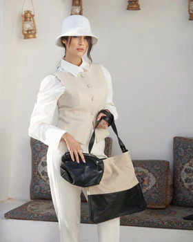 کیف کتان و چرم (بزرگ) کنتراست 50137