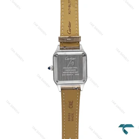 ساعت مردانه کارتیه سانتوس دومونت بند چرم طوسی Cartier-6702-G