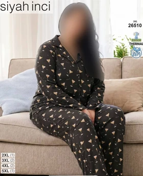 ست پیژامه بیگ سایز siyah inci کد 26510
