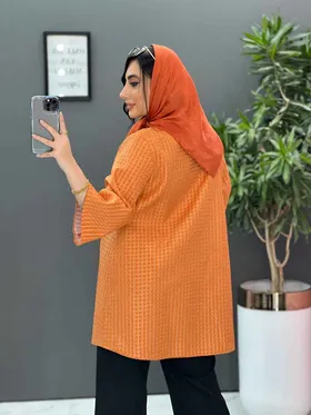 مانتو ژاکارد حصیری یقه گرد