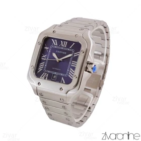 ساعت کارتیر مردانه مدل سانتوس نقره ای صفحه سرمه ای 103961