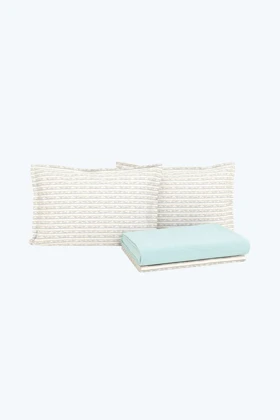 سرویس روتختی دو نفره Dormy Home مدل Flania ٪100 پنبه - نعنایی