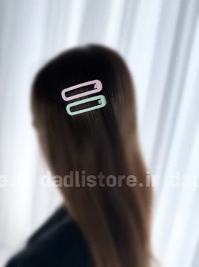 گیره مو تق تقی مستطیل شمعی بسته 2 عددی