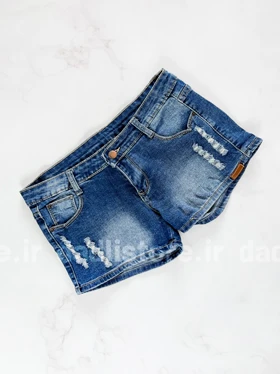 شورتک کوتاه جین کنار طرح دار