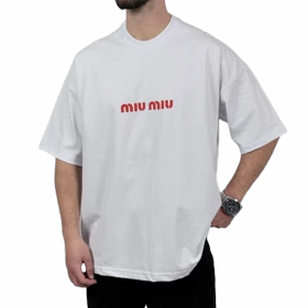 تیشرت آستین کوتاه مردانه سفید دونخ مدل MIU MIU