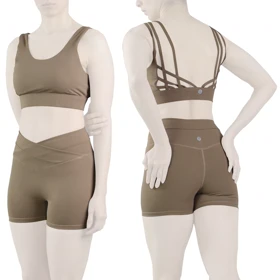 ست نیم‌تنه و کشاله بند ورزشی زنانه لولولمون مدل 5665 نسکافه‌ای