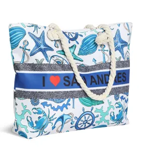 کیف ساحلی پارچه‌ای طرح I Love San Andres کد 15987