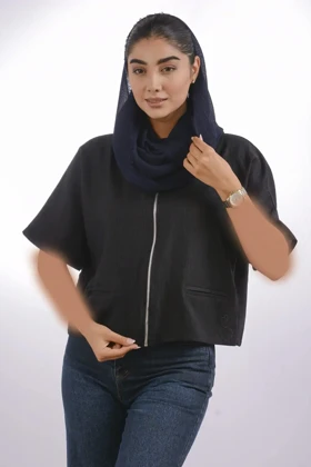 شومیز زیپی سویشرت تابستانه (مشکی)
