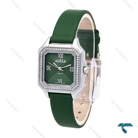 ساعت الکسا اسپشیال A2019 زنانه نقره ای سبز دورنگین Alexa-6215-L