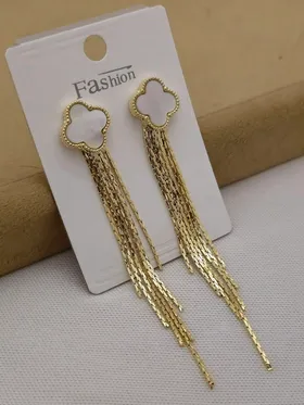 گوشواره ونکلیف آبشاری با آبکاری نقره925 رنگ گلد