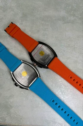 ساعت مچی مردانه سیلیکونی اسپرت کارن 8443 آبی نارنجی (کورن CURREN) سه موتور فعال