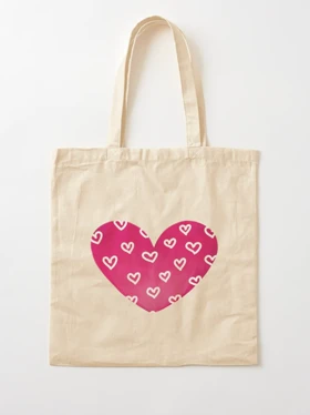توت بگ طرح Pink and White Patterned Heart کد 271551