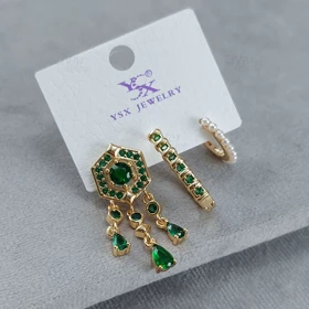 پک گوشواره 3 تایی جواهری نگین‌دار 20130