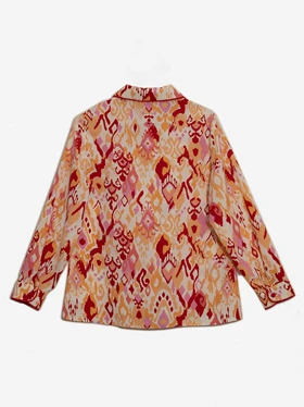 شومیز زنانه طرح دار کرپ الیزه یقه مردانه 30102