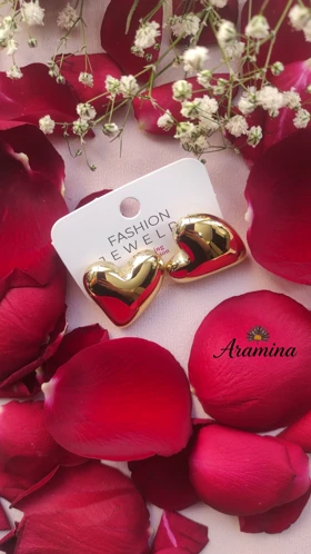 گوشواره قلب زنانه آبکاری نقره کد ARA 129