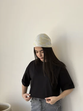 کراپ سفید ساده هیمه استایلیش (مشکی)