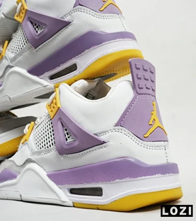 کتانی ساق‌دار زنانه سفید طوسی بنفش Nike air jordan 4 مدل 4828