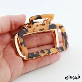کلیپس دخترانه فلزی مدل مربعی آبرنگی (قهوه‌ای)