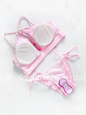 بیکینی کاپ متحرک صورتی ساده حلقه دار