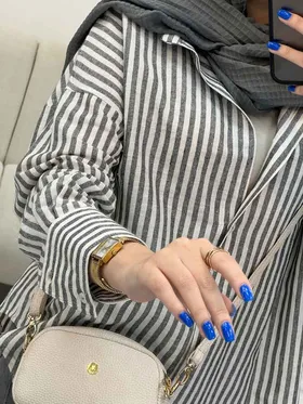 مانتو راه راه آستین سه دکمه