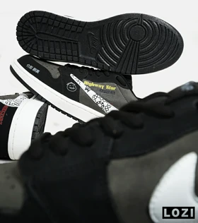 کفش کتانی مردانه و زنانه مشکی طوسی سفید NIKE travis scott مدل 6635