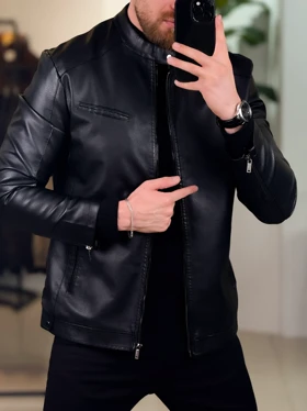 کت چرم مشکی 2016