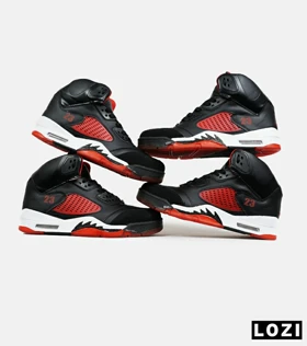 کتانی ساق‌دار زنانه و مردانه مشکی قرمز Nike air jordan 5