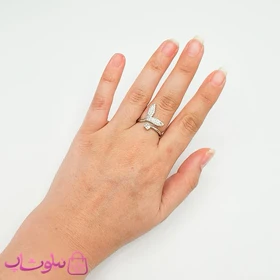 انگشتر دخترانه مدل دم وال نگین‌دار فری سایز کد 98