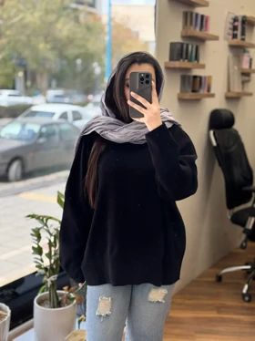 بولیز بافت یقه اسکی_3011 (مشکی)