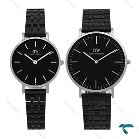 ساعت مچی ست دنیل ولینگتون مشکی قاب سیلور DW-8021-S