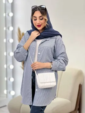 شومیز راه راه برش‌دار
