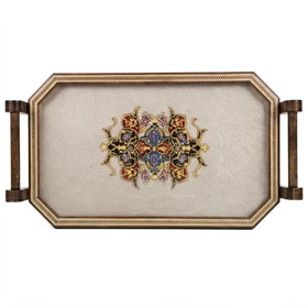سینی چوبی دور خاتم کار دست کد m0327 گالری ساعت ضرابی