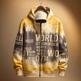 هودی نینجایی سفید طرح نارنجی پارچه دورس گرم بالا