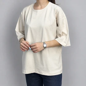 تیشرت باکسی ساده زنانه (کرم)