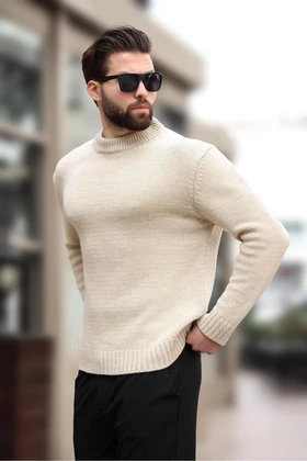ژاکت بافتنی مردانه یقه بژ E7402