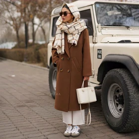 پالتو بلند فوتر قهوه‌ای