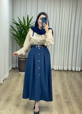 ست سه تیکه (شومیز+دامن+کمربند) کد 2100
