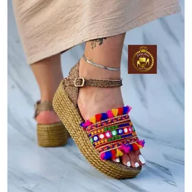 صندل لژدار کنفی هنری زنانه