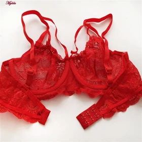 ست شورت و سوتین زنانه گیپور فانتزی نانسی قرمز کد 4691-8585