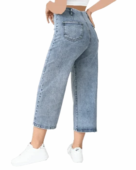 شلوار جین واید لگ آبی