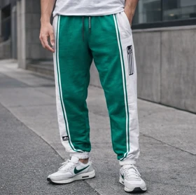 شلوار جاگر سبز سفید دمپاگتر پارچه گلکسی پنبه* فوق‌العاده شیک و با کیفیت بالا