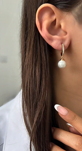 گوشواره حلقه‌ای مرواریدی ژوپینگ