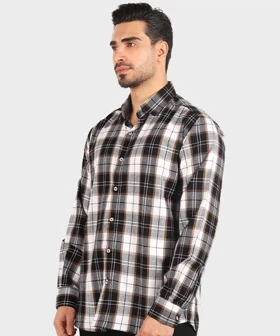 پیراهن مردانه پشمی چهارخانه سفید 0199