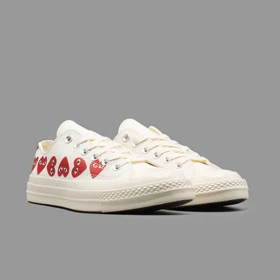 کانورس پلی مولتی هارت سفید ساق کوتاه Converse Cdg Play Multi Heart White Lowtop