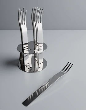 چنگال دسر خوری 6 عددی استند دار سیلور