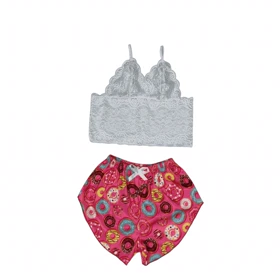 ست نیمتنه گیپور و شلوارک طرح دونات 133